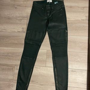 Paige coated moto jeans